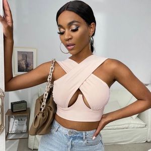 Cross Wrap Crop Tank Top